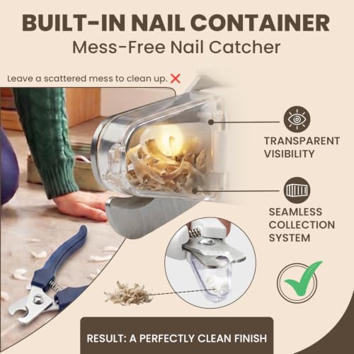 2-in-1 Dog & Cat Nail Clipper and Grinder with Light - USB Rechargeable Pet Nail Trimmer with Safety Guard for Thick Nails, Quiet Professional Grooming Tool - color: white
