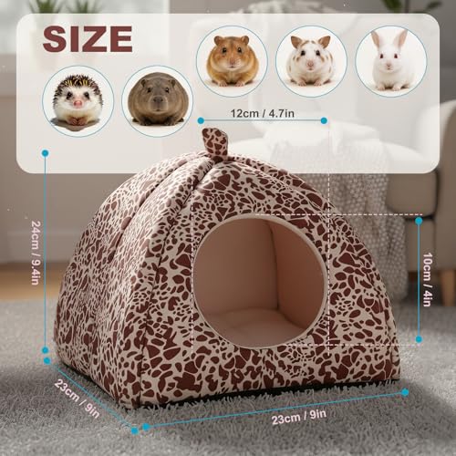 Guinea Pig Bed Rabbit Hideout Warm Fleece Cuddle Cup Washable Sleeping House for Small Animals Pet/Ferret/Chinchilla/Bunny (Red Spots) - color: Red Spots