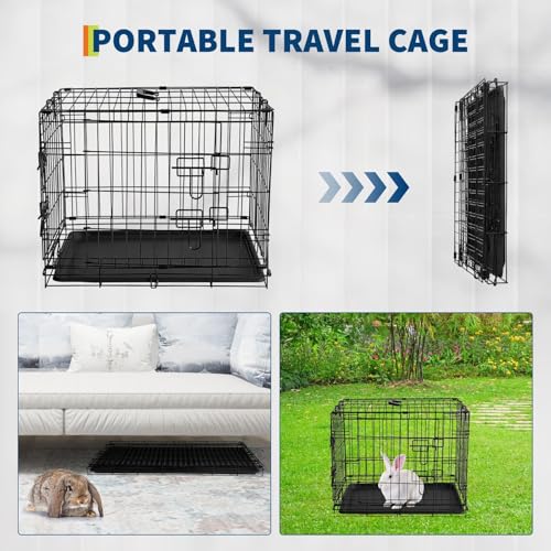 Garvee 42 Inch Dog Crate, Portable Dog Crate with Slide Out Tray, Top & Front Door, Folding Small Critter Cage for Dog, Cat, Bunny, Ferret, Chinchilla, Cat, Rat