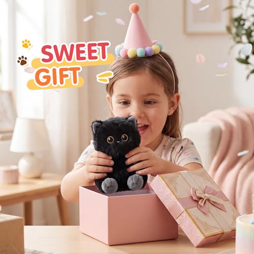 PEACH CAT Black Cat Stuffed Animal Cute Plush Keychain for Backpack Small Plush Pendant Toys Bag Charms Gifts for Kids & Adults - style: Black Cat