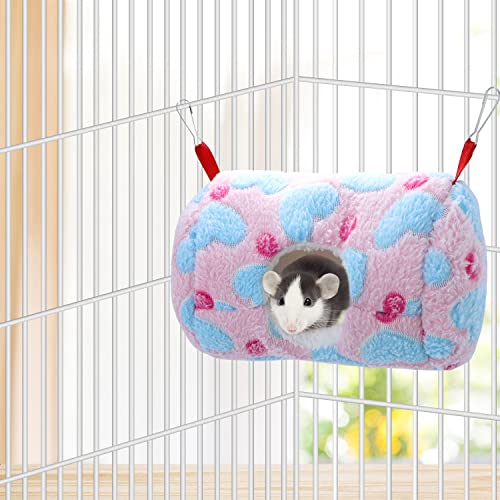 Wontee Hamster Hammock Warm Bed House Small Animal Hideout for Hamsters Gerbil Young Rat Mouse (Pink) - color: Pink
