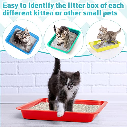 Tessco for you 8 Pcs Kitten Litter Box 11 x 8.5 X1.2 Inch Plastic Portable Small Litter Pan Low Entry Waterproof Bunny Cat Shallow Tray Travel Toilet for Kitty Guinea Pig Rabbit Small Pet(Multicolor) - color: Multicolor