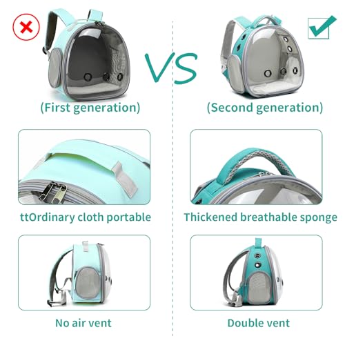 Portable Travel pet Backpack Carrier Hamster Bag Guinea Pig Bird Small Dog cat Turtle Carrier Rabbit Cage Squirrel Bearded Dragon Breathable Hangbag (Green) - color: green