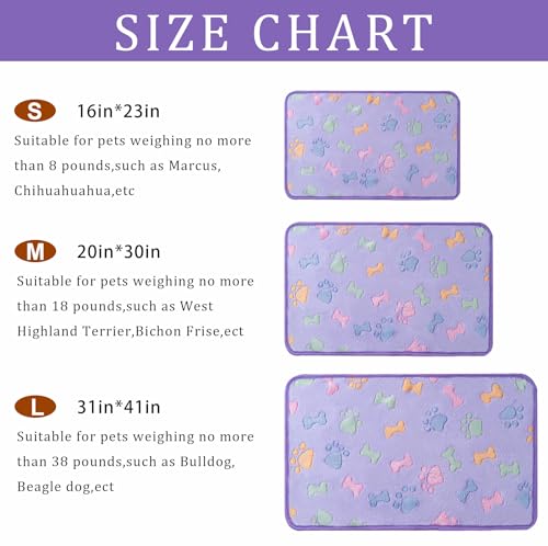 1 Pack 3 Blankets for Dog Puppy Cat (Medium 30x20'', Purple, Pink, Brown) | Super Soft Fluffy Premium Fleece Pet Blanket Flannel Paw Printed Throw - color: Purple, Pink, Brown, size: 30x20 inch(Pack of 3)
