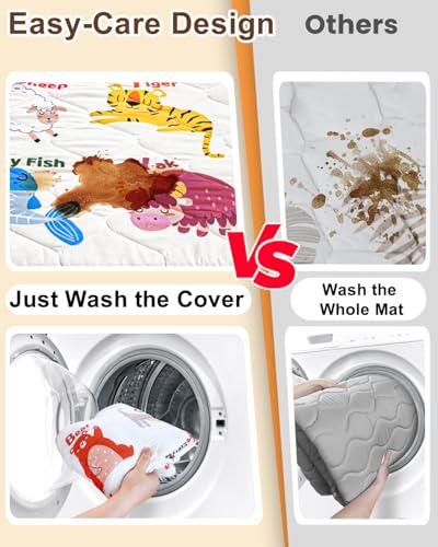 Foam Baby Play Mat, 71x59 Playpen Mat with Removable Cover | Machine Washable Cover, Thicken Cushioning Playmats for Baby, Non-Slip Bottom, Easy to Clean for Infants, Animal - color: Animal, size: 71" X 59"