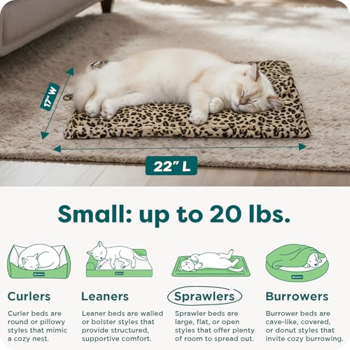 Furhaven ThermaNAP Self-Warming Cat Bed for Indoor Cats & Small Dogs, Washable & Reflects Body Heat - Quilted Faux Fur Reflective Bed Mat - Leopard, Small - color: Leopard, size: Small - 22"L x 17"W