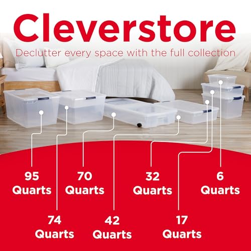 Rubbermaid 68 Quart Under the Bed Low Profile Storage Boxes with Dual Hinged Lids and Easy Rolling Caster Wheels, Clear, 2 Pack - size: Under the Bed - 2 Pack