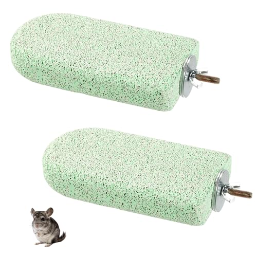 2pcs Chinchilla Lava Ledge, Pumice Climbing Platform & Chewing Toy Teeth Grinding Cage Accessories for Chinchillas Squirrels Guinea Pigs Hamsters (Green) - color: Green, size: Large