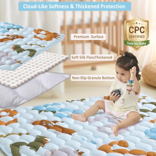Viviland Baby Mats for Floor, 50x50 Inch Playpen Mat, Thick Playmat for Baby and Toddlers Infants, Non-Slip & Machine Washable, Blue Numbers - color: Blue Numbers, size: 50" X 50"