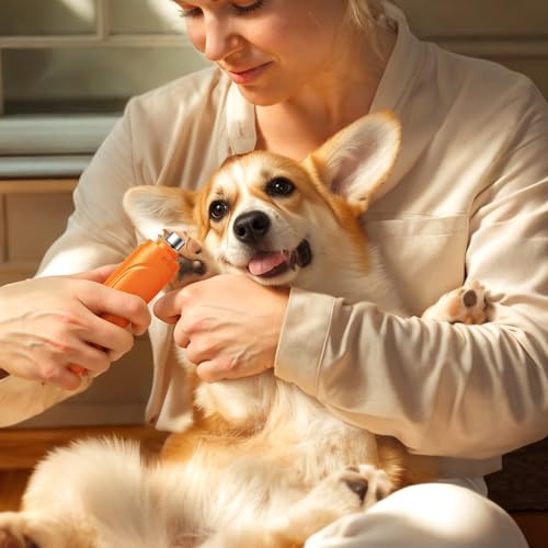 Dog Nail Grinder, Dog Nail Trimmers and Clippers Kit, Super Quiet, Rechargeable, for Small Large Dogs Cats Toenail Claw Grooming,3 Speeds - color: Summer Orange