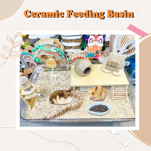 4 Pack Hamster Ceramic Food Bowl, Small Animals Chew-Resistant Food and Water Dish for Hamster Gerbil Hedgehog Rat Rodent (Colors May Vary)