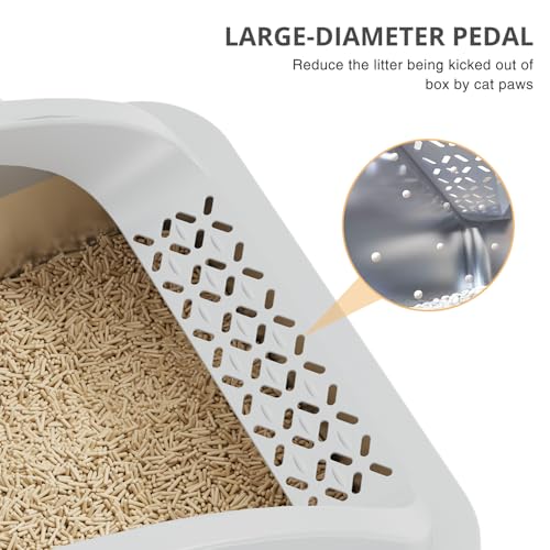 Stainless Steel Cat Litter Box with Lid, Metal Kitty Litter Box with Scoop, Non-Stick Base, Easy to Clean for Cat, Rabbit, Guinea Pigs and Hamsters - Gray - color: Grey
