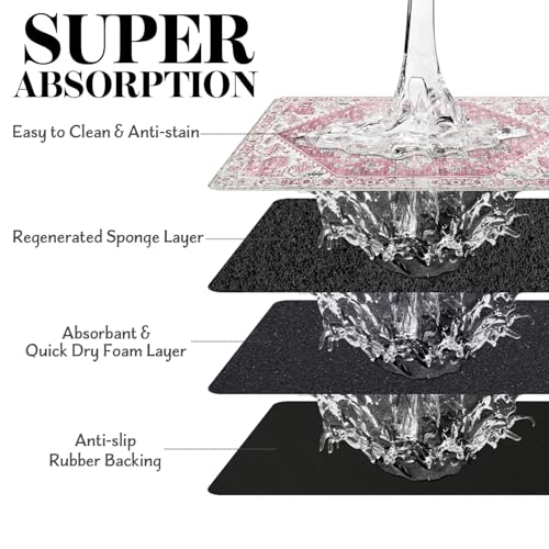 Dog Food Mats for Floors, Absorbent Dog Bowl Mat for Food and Water Dispenser Mat, Quick Dry Cat Food Mat Pet Supplies - color: Pink, size: S(12"×20")