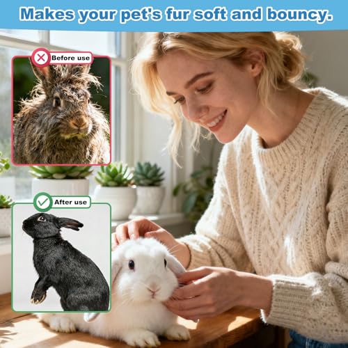 Rabbits Bunny Brush, 13.5x9cm/5.31x3.54in Durable Soft Silicone Rabbit Grooming Bunny Brush Practical Small Animal Massage Comb Suitable for Cats, Puppy Dogs, Kittens & Pets (Blue) - color: blue