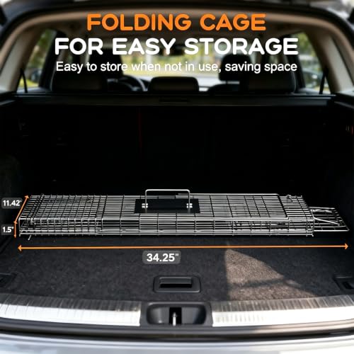 32" X 12" X 12.5" Large Live Animal Trap Cage Humane One-Door Solid Steel Catch and Release Rodent Cage for Raccoon, Rabbits, Stray Cats, Squirrel, Groundhogs, Opossums, Armadillos - style: 32" X 12" X 12.5"