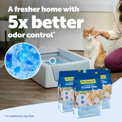 PetSafe ScoopFree Premium Crystal Litter, Fresh Scent, 8Lb Bag, 3 Pack | 5x Faster Odor Control than Clumping Clay Litter, 99% Dust-Free, Low Tracking Crystals, Compatible with Any Cat Litter Box - size: 3-Pack (8 lb Bag)
