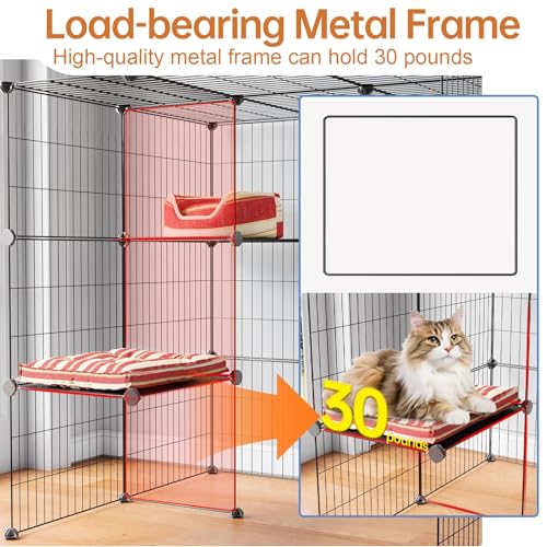Oneluck 4-Tier Cat Cage for Indoor Cats 47.2-Inch Large Detachable Metal Wire Catio Enclosure Modular DIY Pet Playpen with 3 Platforms and 4 Doors for 1-2 Kittens 31.5 x 23.6 x 47.2 Inches Black - size: 31.5"L x 23.6"W x 47.2"H