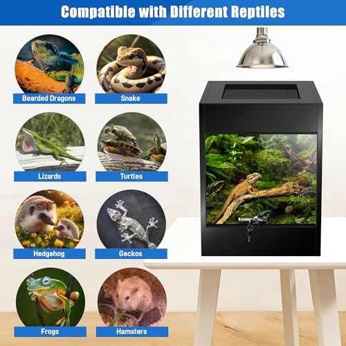 65 Gallon PVC Tall Reptile Terrarium Tank 36x24x18 inch Bearded Dragon Tank, Front Opening Reptile Enclosure Habitat with Tempered Glass & Sliding Door for Geckos, Snakes, Ball Pythons, Lizards - size: 65Gallon