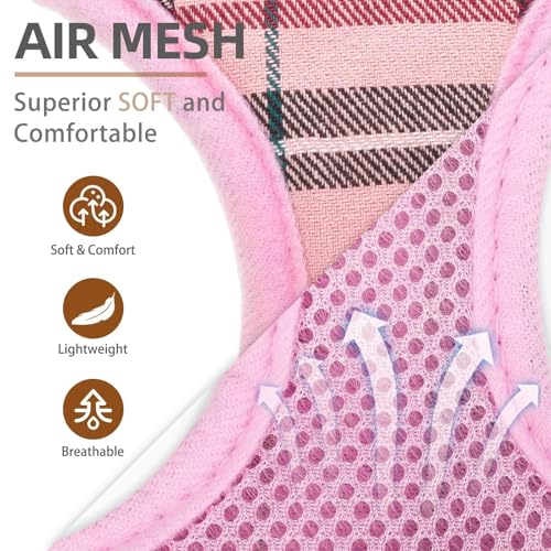 PUPTECK Soft Mesh Dog Harness and Leash Set Pet Puppy Cat Comfort Padded Vest No Pull Harnesses, Light Pink, S - color: Light pink, size: S (NECK: 12", CHEST: 14"-18")