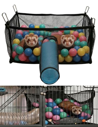 Ferret Ball Pit with 50 Pack Balls for Ferret Cage - Ferret Hammock for Cage Compatible with Tunnel System (Included 50 Pcs Ferret Toys Balls)