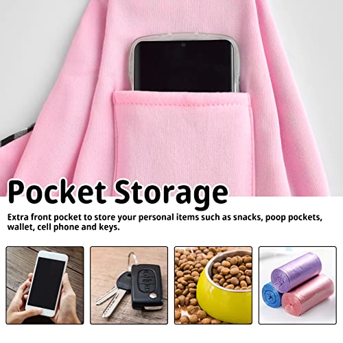Dog and Cat Sling Carrier - Hands Free Reversible Pet Papoose Bag - Soft Pouch and Tote Design - Suitable for Puppy, Small Dogs Cats Outdoor (Pink, Unadjustable Strap) - color: Pink