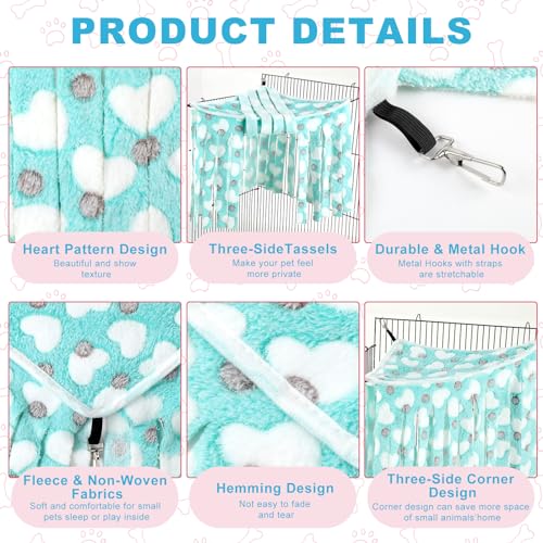 Huwena 4 Pcs Guinea Pig Hideout Fleece Hideaway Toys Cage Accessories Small Animals Corner Triangular Hammock Hamster Ferret Playing Sleeping Bed for Hedgehog Bunny Chinchillas (Heart) - style: Heart