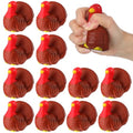 Meooeck 12 Pcs Thanksgiving Turkey Party Favors Cute Animal Squeeze Toys Stress Relief Soft Turkey Fidget Toys for Kids Adults Office Harvest Party Favors Goodie Bag Filler Classroom Reward - color: Brown, style: Turkey