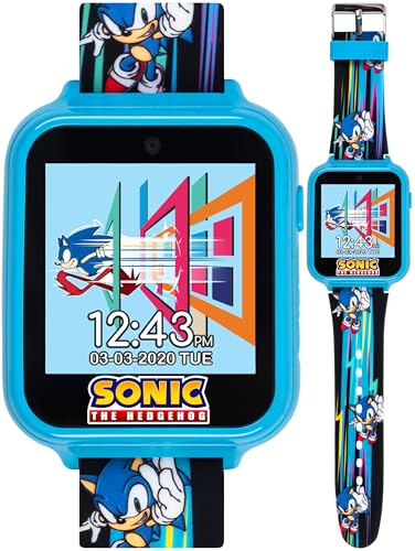 Sonic the Hedgehog Kids Smart Watch - Interactive Touchscreen with Games, Selfie Camera, Step Tracker, Alarm, and Printed Silicone Strap - Fits Wrists 5.5" to 8.0" - color: Sonic Speed