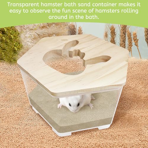 Hamiledyi Hamster Sand Bath Box Transparent Gerbil Digging Sand Container Acrylic Small Dwarf & Syrian Hamster Shower Bathtub with Climbing Ladder Bowl and Scoop Cage Accessories for Lemmings (Bunny) - style: Bunny