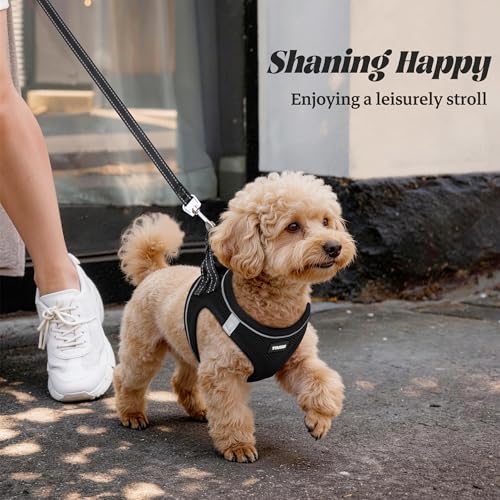 No Pull Dog Puppy Harness and Leash Set Reflective Mesh Vest Medium - color: Black, size: Medium (Pack of 1)