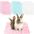 6 Pack Pet Cage Mats 13.3"x9.8" Plastic Leak-Proof Floor Pads with Buckle (Blue/Pink/White) for Rabbits, Guinea Pigs Small Animals