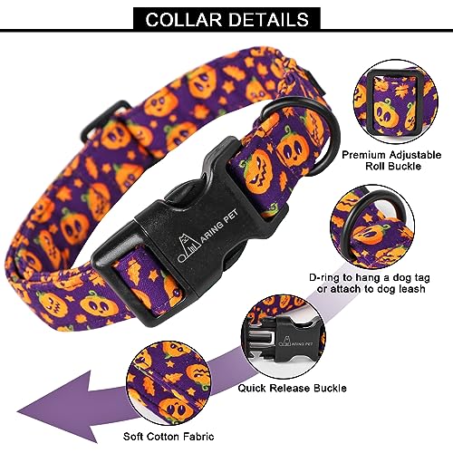 ARING PET Halloween Dog Collar, Cute Purple Fall Pumpkin Doggy Pet Puppy Collars for Small Medium Large Girl Boy Dogs-XS - color: Halloween Purple, size: X-Small