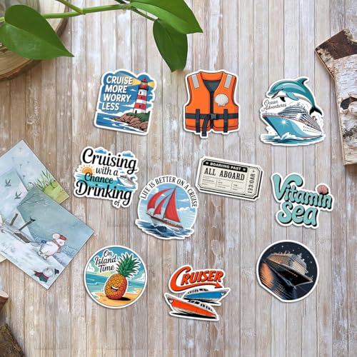 Vybonz Cruise Sticker Ocean Travel Decal Sea Adventure Boat Vacation | Cruise Stickers with Ocean Travel and Sea Adventure for Cruise Lovers, Laptop, Water Bottle, Journal and Notebook Use - color: Cruise, size: 3in