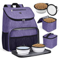 BAGLHER丨Dog Travel Bag, Airline Approved Pet Supplies Backpack, Dog Travel Backpack Accessories Set with 2 Silicone Collapsible Bowls and 2 Food Baskets. Purple - color: Purple-A