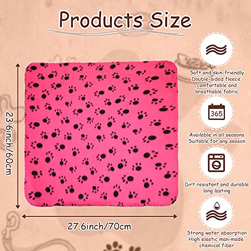 Tatuo 10 Pieces Pet Blankets with Paw Print Dog Cat Fleece Blankets Soft Warm Sleep Mat Pad Bed Cover for Kitten Puppy and Other Small Animals, 24 x 28 Inch(Vibrant Color) - color: Vibrant Color