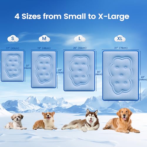 Dog Cooling Mat, Thick Cooling Mat for Dogs with PCM & Thermochromic Tech, Dual-Sided Durable Waterproof Cool Dog Bed Mat for All-Year Use, Q-Max>0.5, Machine Washable, Non-Toxic - L(26" x 35") - size: Large