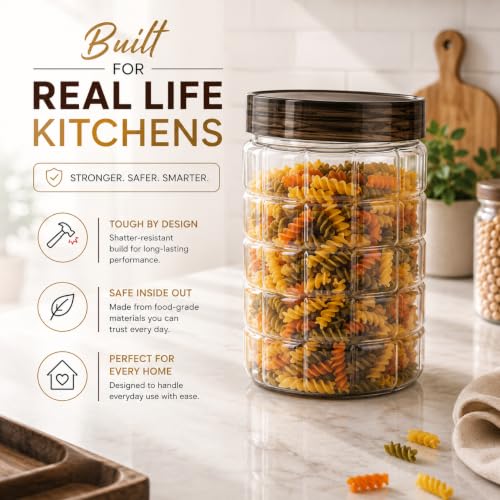 Cello Checkers Plastic PET Canister Set, 18 Pieces, Clear