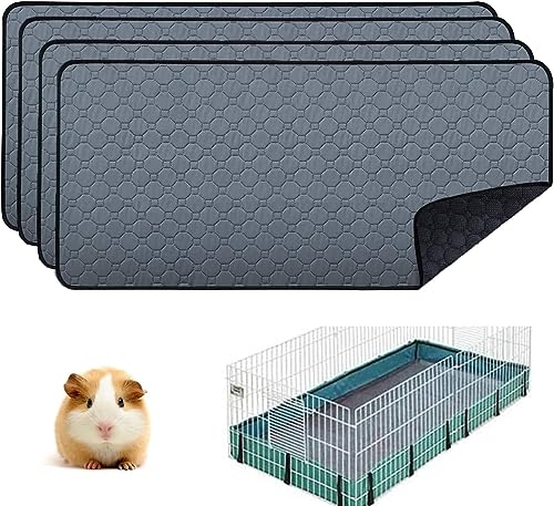 4 Pack Guinea Pig Cage Liners - Washable Guinea Pig Pee Pads, Waterproof Reusable & Anti Slip Guinea Pig Bedding Fast and Super Absorbent Pee Pad for Small Animals Rabbit Hamster Rat - size: 24" 47"（4 pack Polyester）