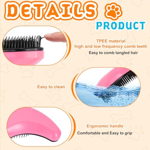 Small Dog Brushes, Grooming Brushes Puppies Hair Remover (Pink, 2 Pcs) - color: Pink