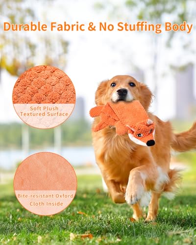 Dog Toys, Squeaky Plush No Stuffing Crinkle Dog Toy for Small Medium Large Dogs, Interactive Puppy Teething Water Bottle Dog Chew Toy (Fox) - style: Fox