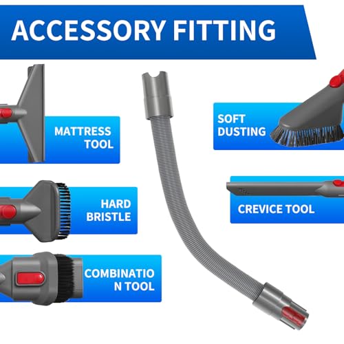 Vacuum Attachment Kit Compatible with Dyson V7 V8 V10 V11 V15 Cleaner | Flexible Extension Hose Mattress Tool Stiff Brush Soft Bristle and Flexible Crevice Tool for Home Cleaning - color: Home Cleaning Kit with Dryer Vent Hose
