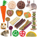 Bunny Toys for Rabbits Hamster/Guinea Pig Toys Natural Timothy Hay Sticks | Timothy Hay Sticks chew Treats and Balls Toys for Rabbit, Bunny, chinehila, Guirea Pig, Hamster, Rabbit Teeth Care - size: 24Pack-Set