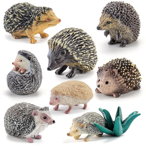 8PCS Mini Hedgehog Figure, Forest Animal Toys, Fairy Garden Decor | Plant Decorations for Pots, Garden decorations, Solid Animal Toys, Woodland Cake Decoration, Kid Birthday Holiday Party Gifts