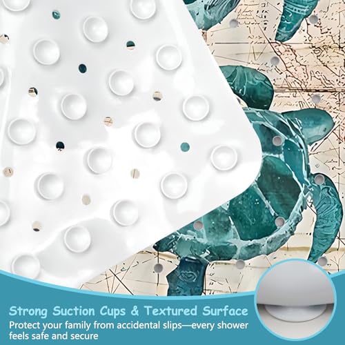 Sea Turtle Square Anti Slip Shower Mats for Inside Shower Accessories, Cute Bath Mats for Bathroom Non Slip Shower Floor Mat Decor Rubber Bathmat With Suction and Drain Holes Machine Washable, 21″X21″ - color: B02, size: 21" x 21" (Square)