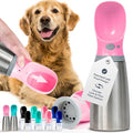 MalsiPree Insulated Dog Water Bottle - 24 oz Pink, Stainless Steel | 24oz insulated steel bottle & bowl - leak-proof - Use for dog travel, hiking, park & beach days - color: Pink, size: 24oz - Insulated