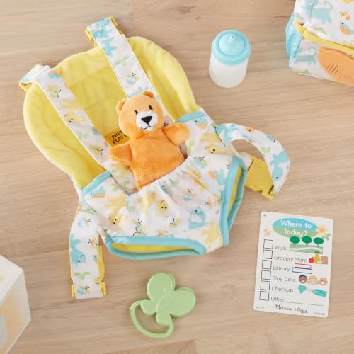 Melissa & Doug Mine to Love Carrier Play Set for Baby Dolls with Toy Bear, Bottle, Rattle, Activity Card