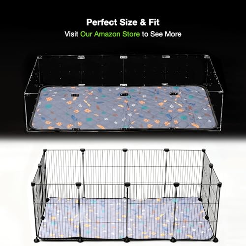 GuineaLoft™ Guinea Pig Cage Liner 2-Pack - Gray, 47" x 24" Reusable Washable Bedding, Absorbent & Waterproof Pee Pad for Model-A & C&C Cages, Rabbits, Dogs, Cats & Small Pets - color: Gray