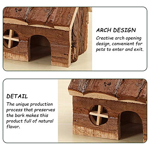 Hamster Wooden Hideout House Natural Pet Rats Climbing Play Hut Hideaway Room for Dwarf Hamster, Small Mouse, Rat,Gerbil and Other Pet Small Animals