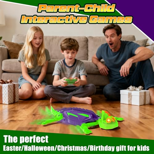 Wall Climbing Gecko, Glow-in-The-Dark Lizard Wall Crawler, Remote Control Lizard with LED Eyes, 360° Rotating Electric Reptile Robot for Floor and Wall, Christmas Birthday Gift for 3-8 Year Old Kids - color: Purple