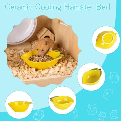 Small Guinea Pig Food Bowl Cute Ceramic Hamster Water Bowl Ferret Rat Chinchilla Rabbit Feeding Dish Young Animal Feeder (Lemon Yellow) - color: Lemon Yellow